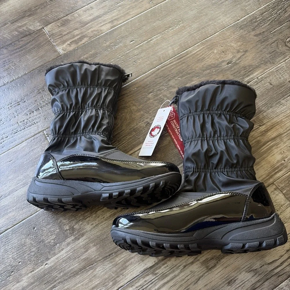 Canada Weather Gear Winnie Boots Women 7.5 Black Mid‎ Calf Winter Faux Fur New